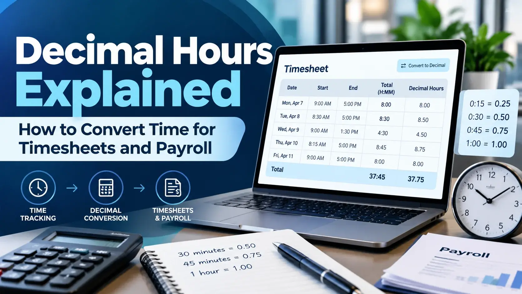 Decimal Hours Explained: How to Convert Time for Timesheets and Payroll